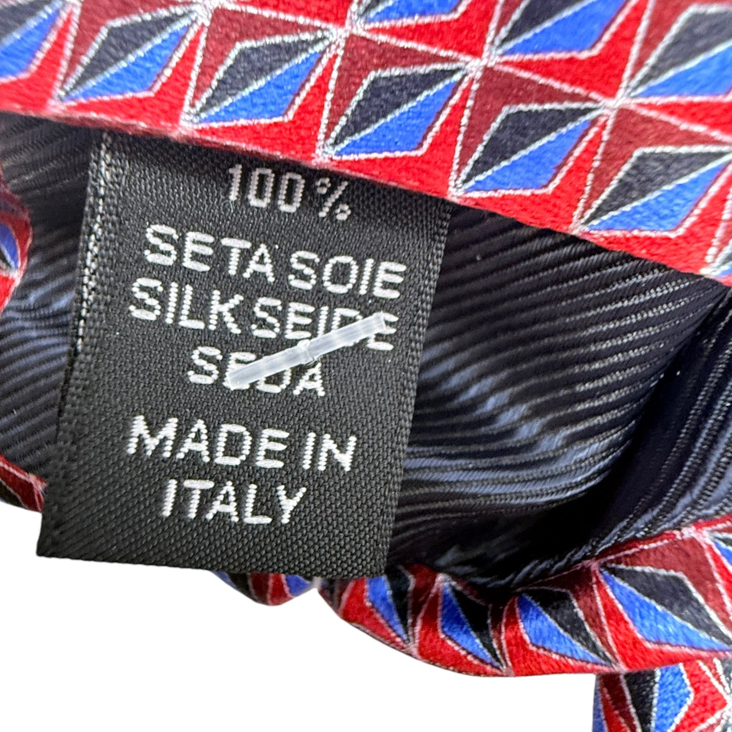 100% Silk Made In Italy Neck Tie Designer By Ermenegildo Zegna For Neiman Marcus In Blue & Red Fan Print, Size: 0