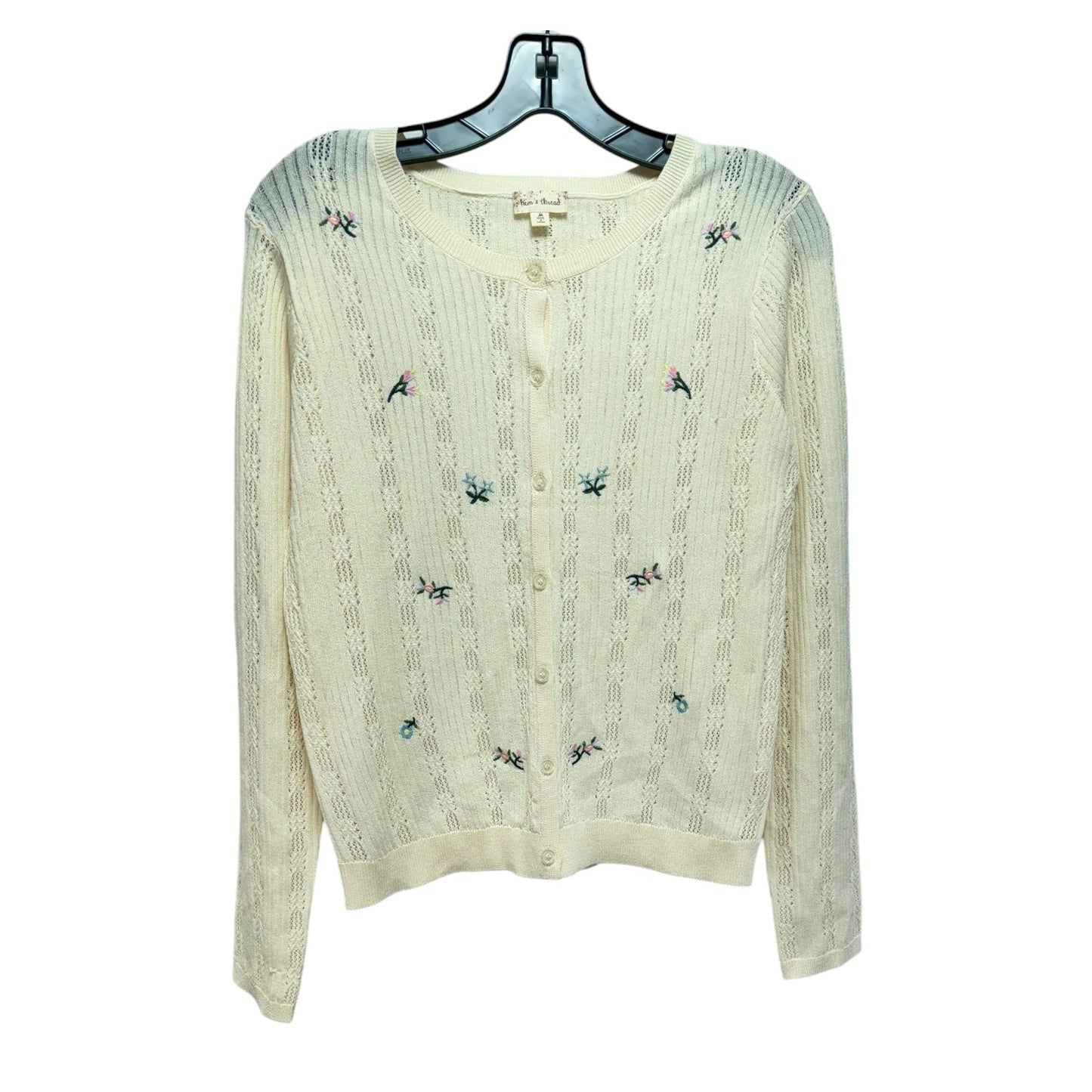 Sweater Cardigan By Hem & Thread In Cream, Size: M