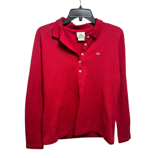 Polo Top Long Sleeve By Lacoste In Red, Size: M