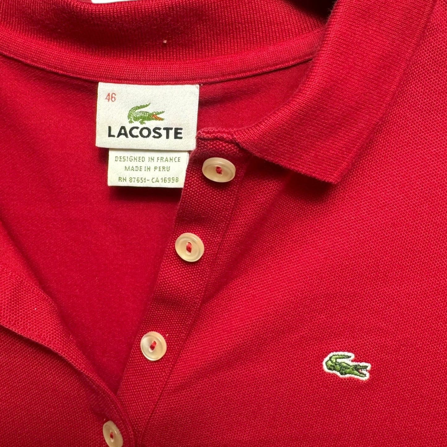 Polo Top Long Sleeve By Lacoste In Red, Size: M