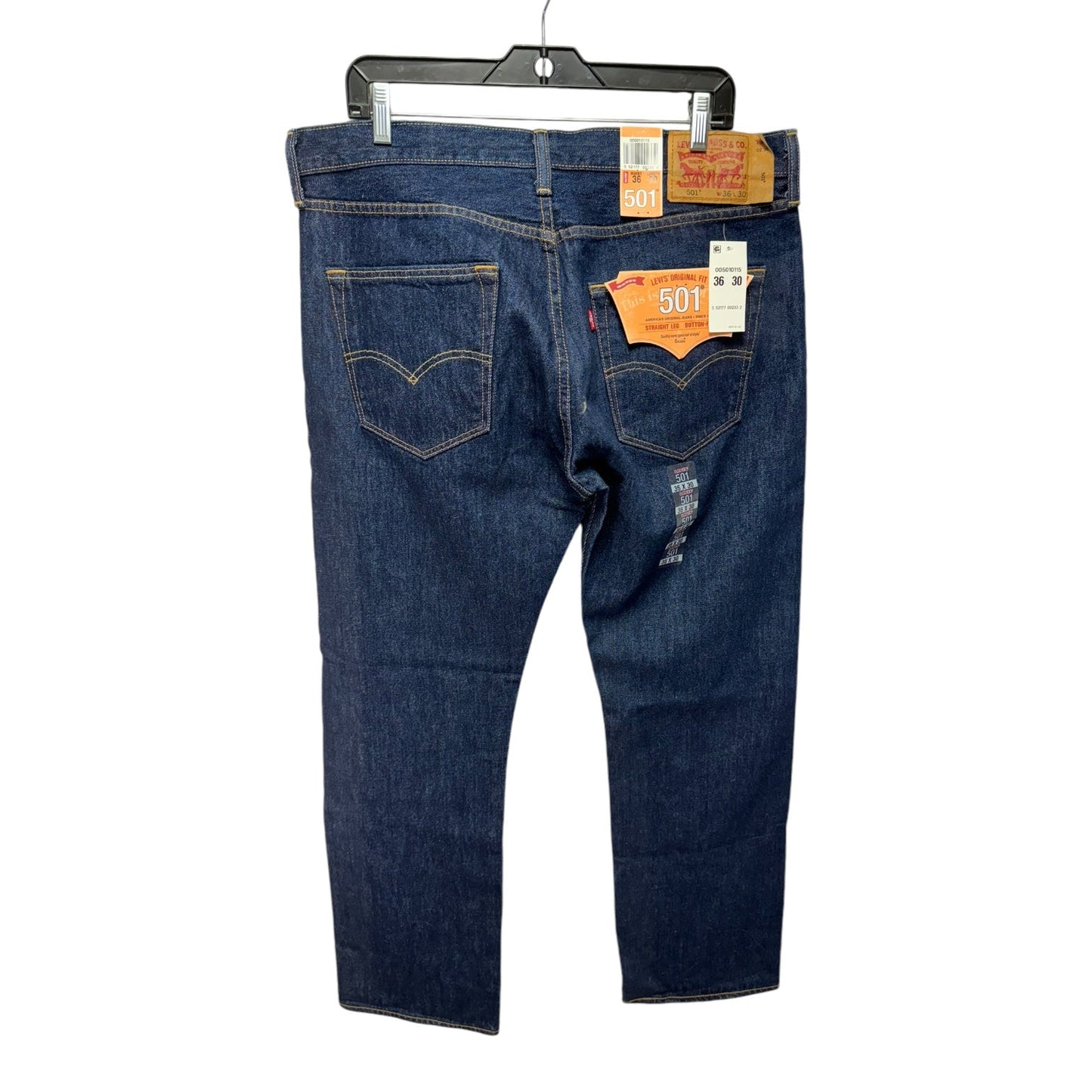 501 Button Fly Jeans Straight By Levis In Blue Denim, Size: 20