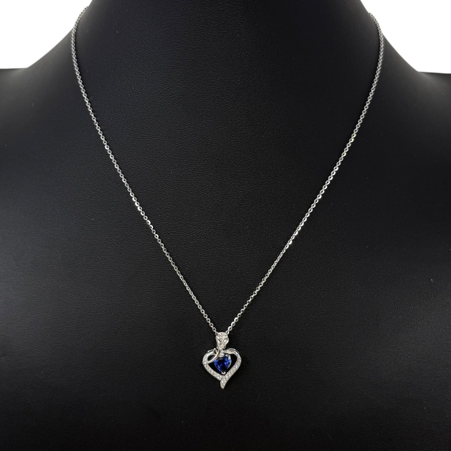 Rose Heart Sapphire & Sterling Silver Necklace By Unbranded