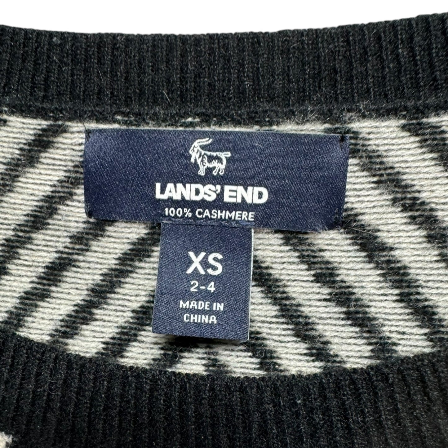 Sweater Cashmere By Lands End In Black & White, Size: Xs