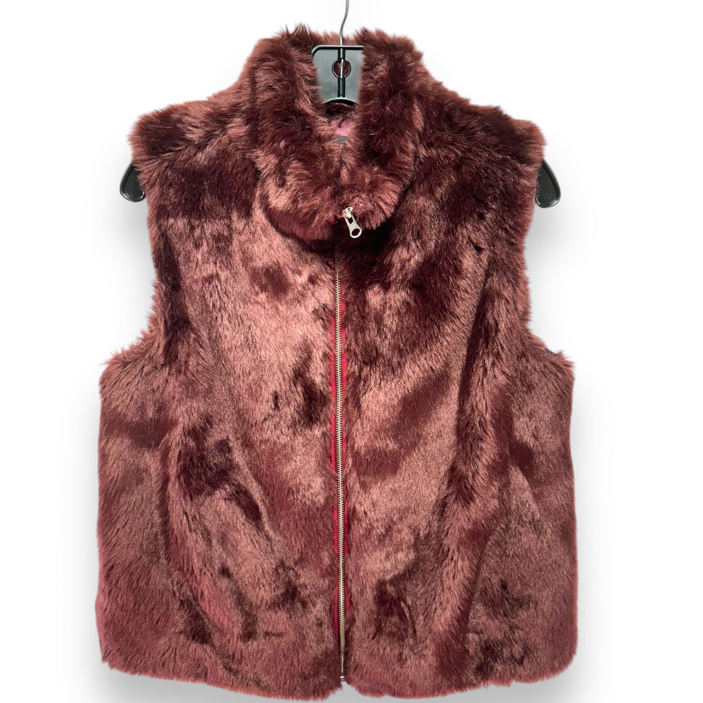 Vest Faux Fur & Sherpa By J. Crew In Maroon, Size: S