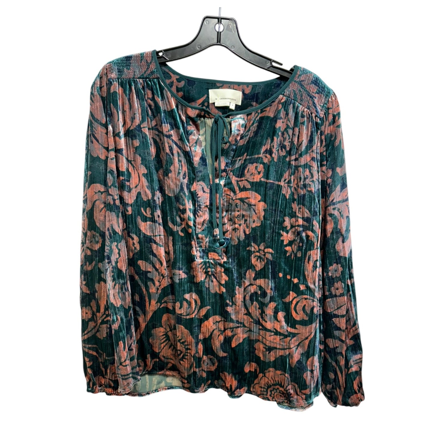 Velvet Blouse Long Sleeve By Anthropologie In Multi-colored, Size: M