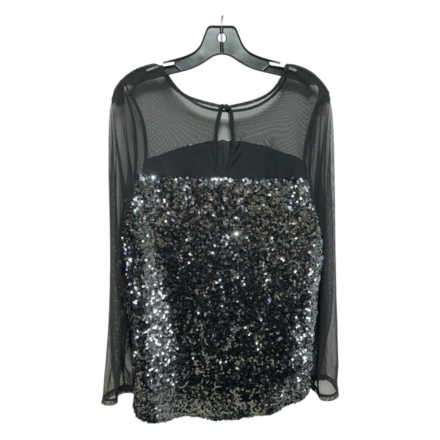 Mesh & Sequin Top By Torrid In Deep Black & Silver, Size: L