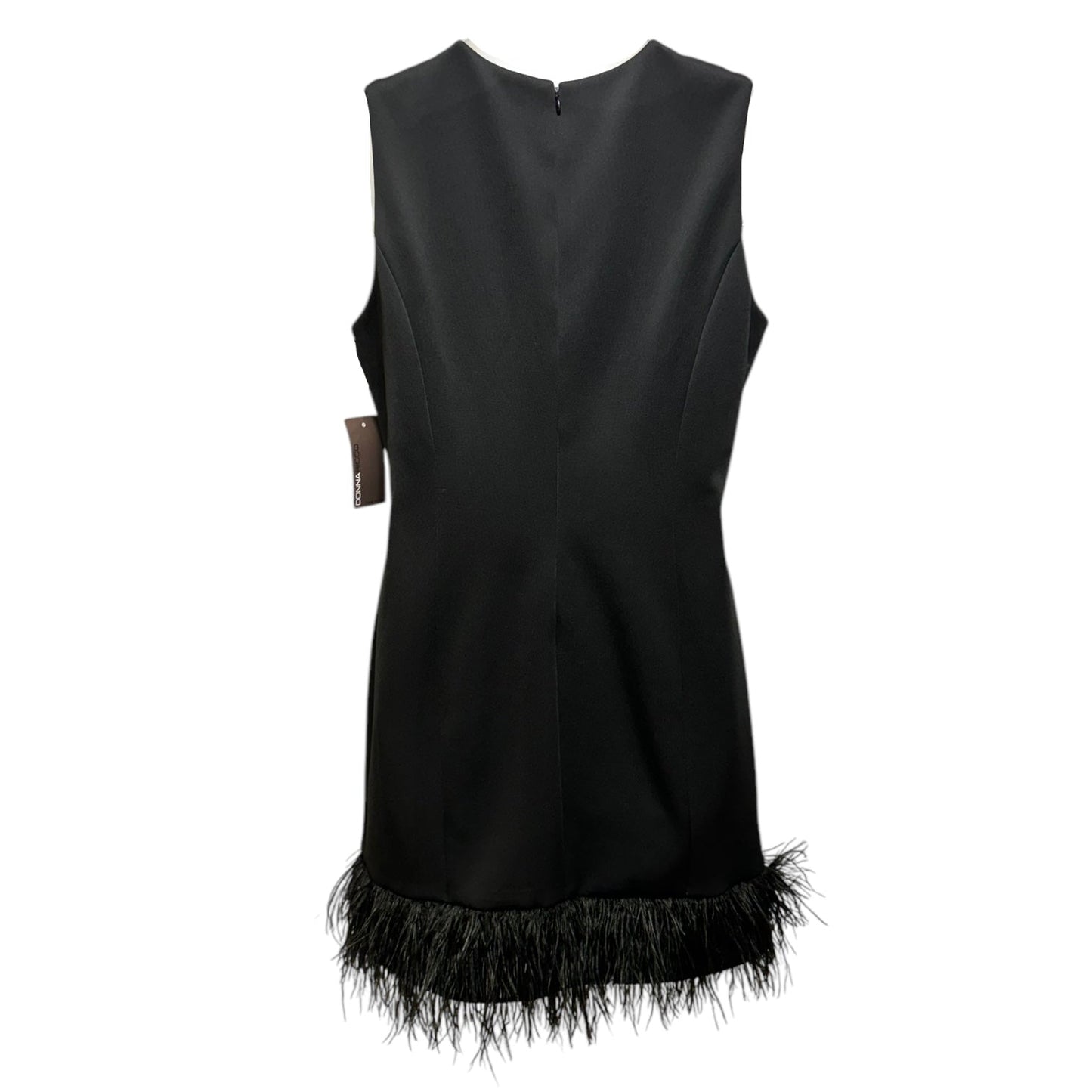 Feather Hem Cocktail Dress By Donna Ricco In Black, Size: 16