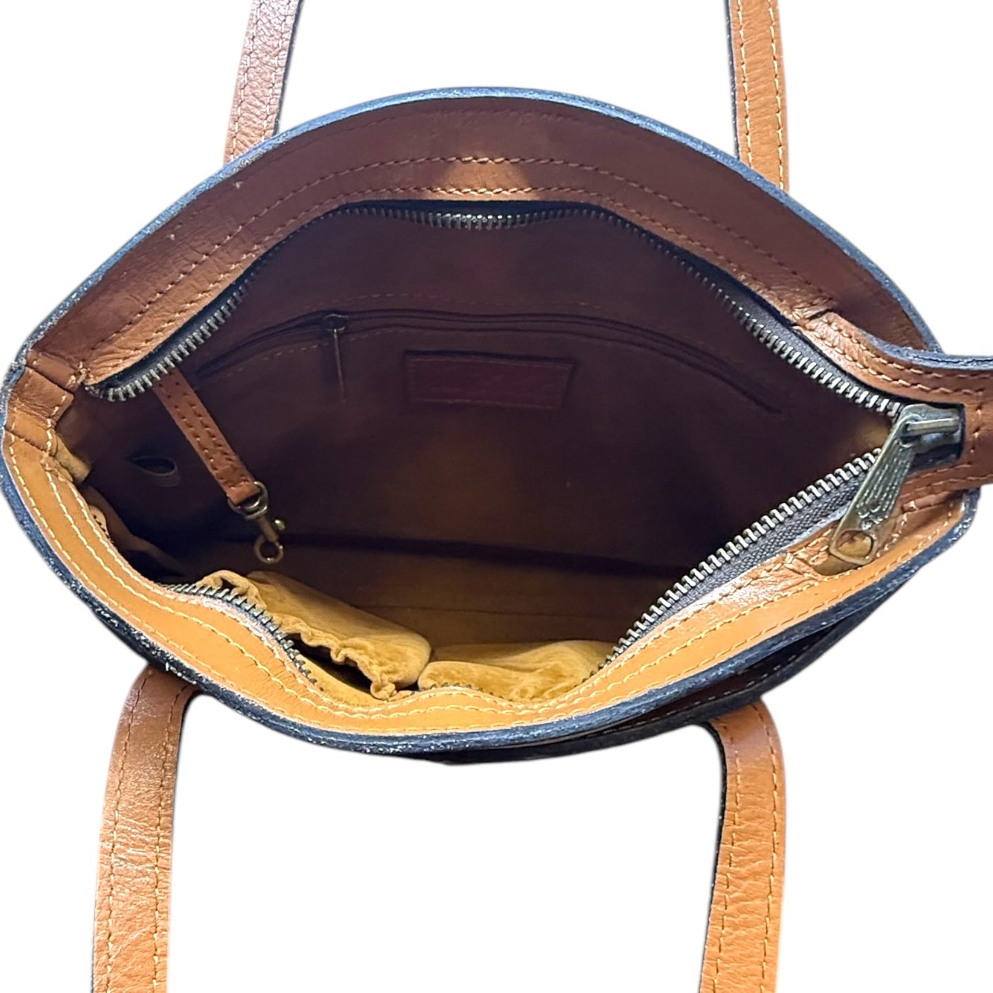 Prescott Tote Designer By Patricia Nash In Cognac Burnished Tooled Leather, Size: Medium