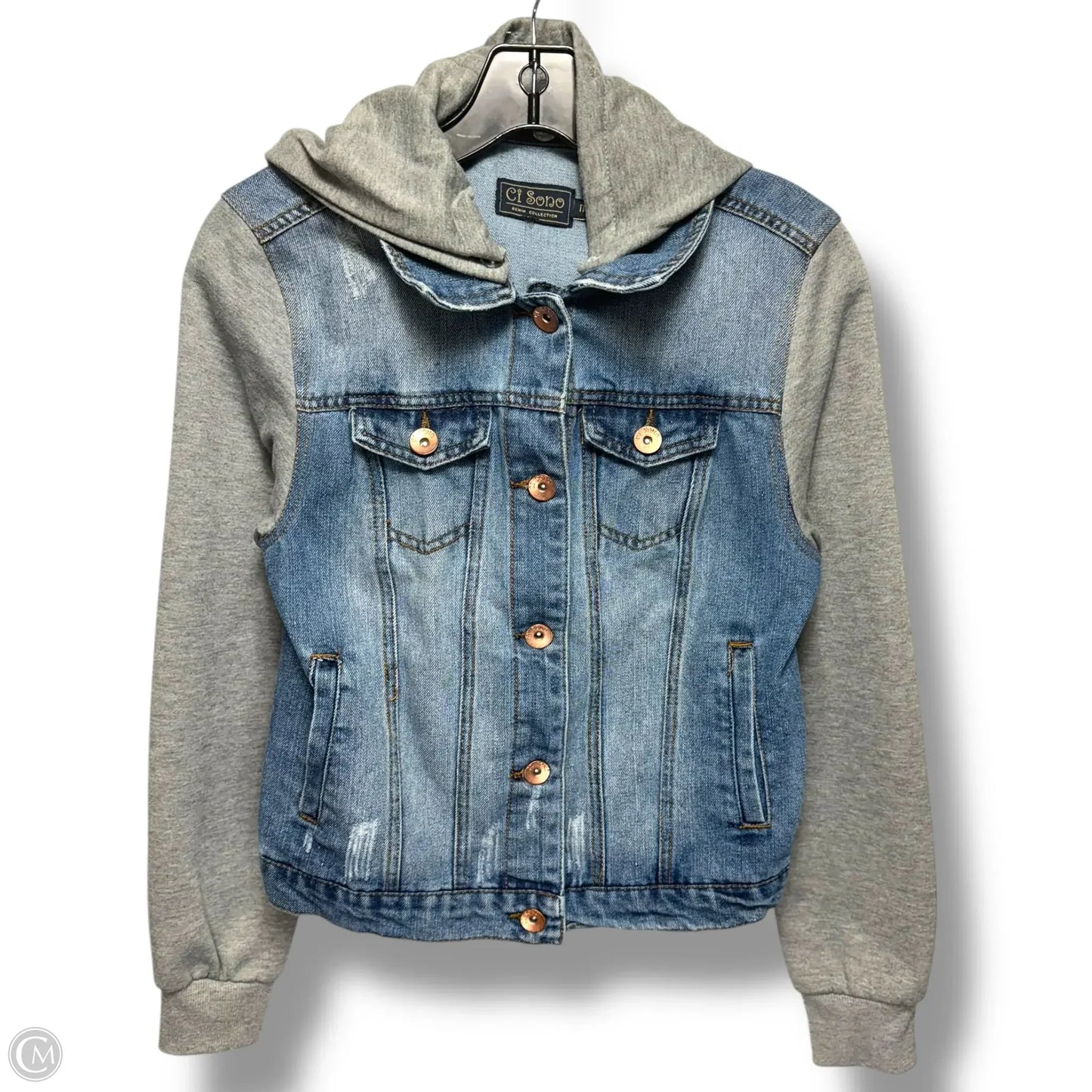 Jacket Denim By Ci Sono In Blue & Grey, Size: M