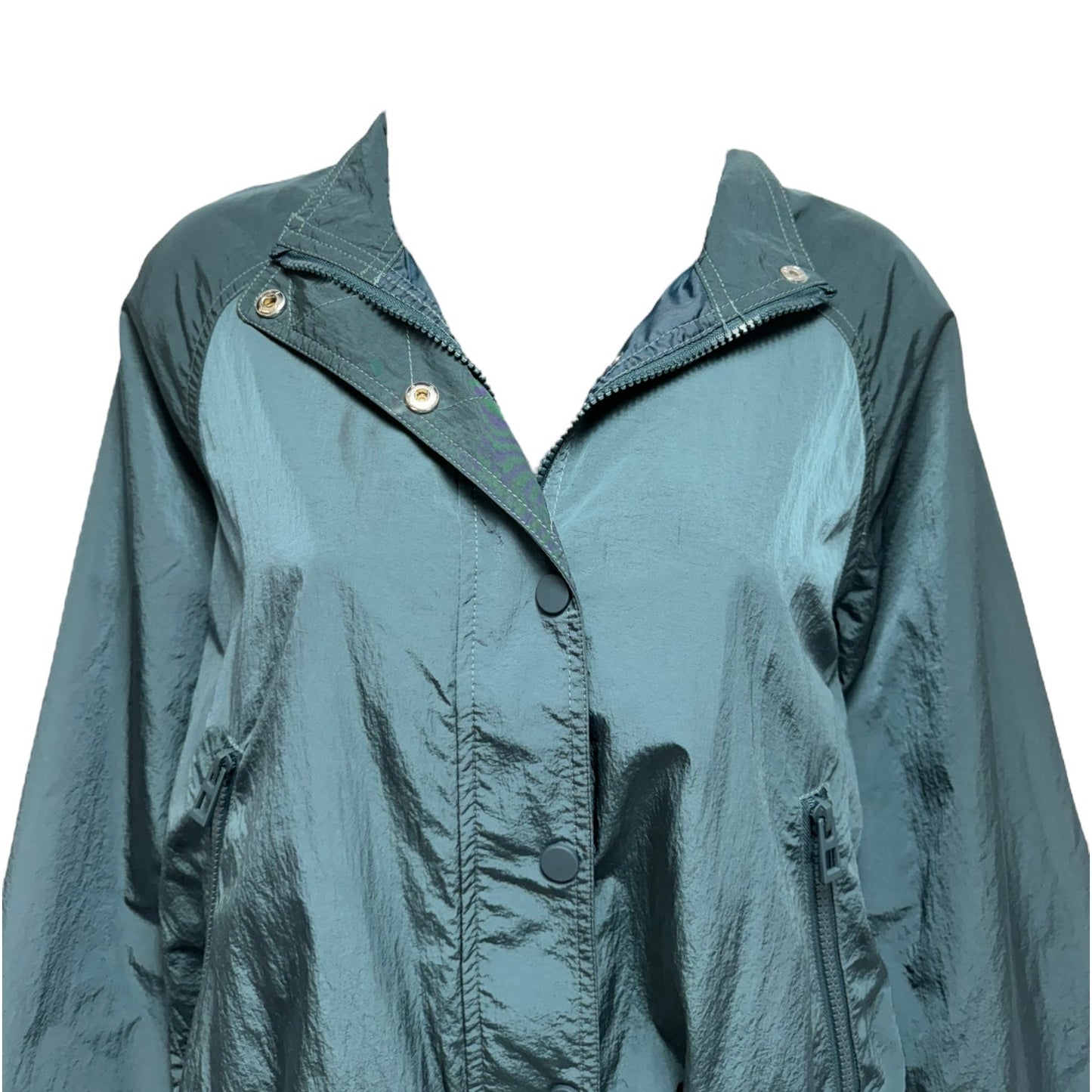 Jacket Windbreaker By Good American In Teal, Size: 2