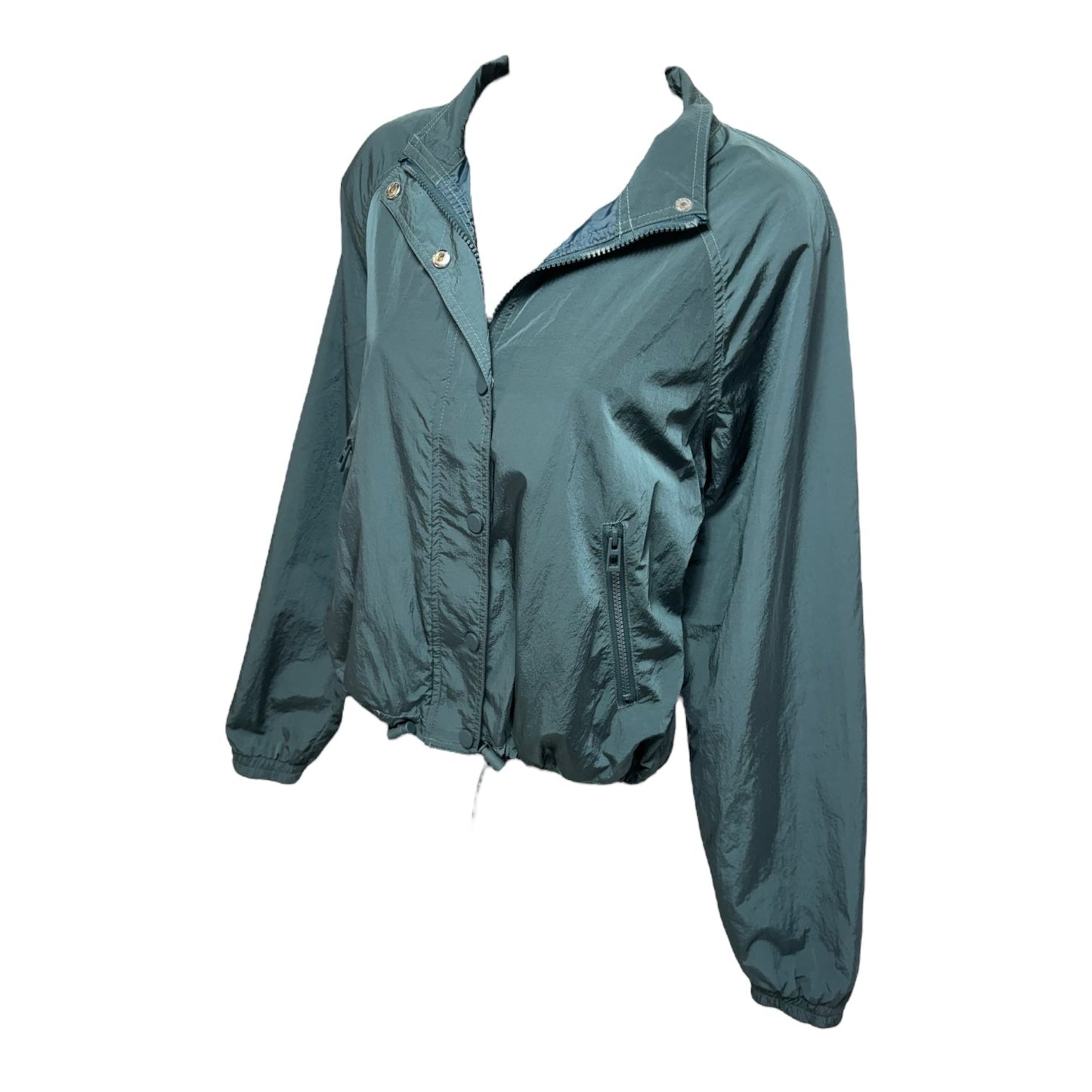 Jacket Windbreaker By Good American In Teal, Size: 2