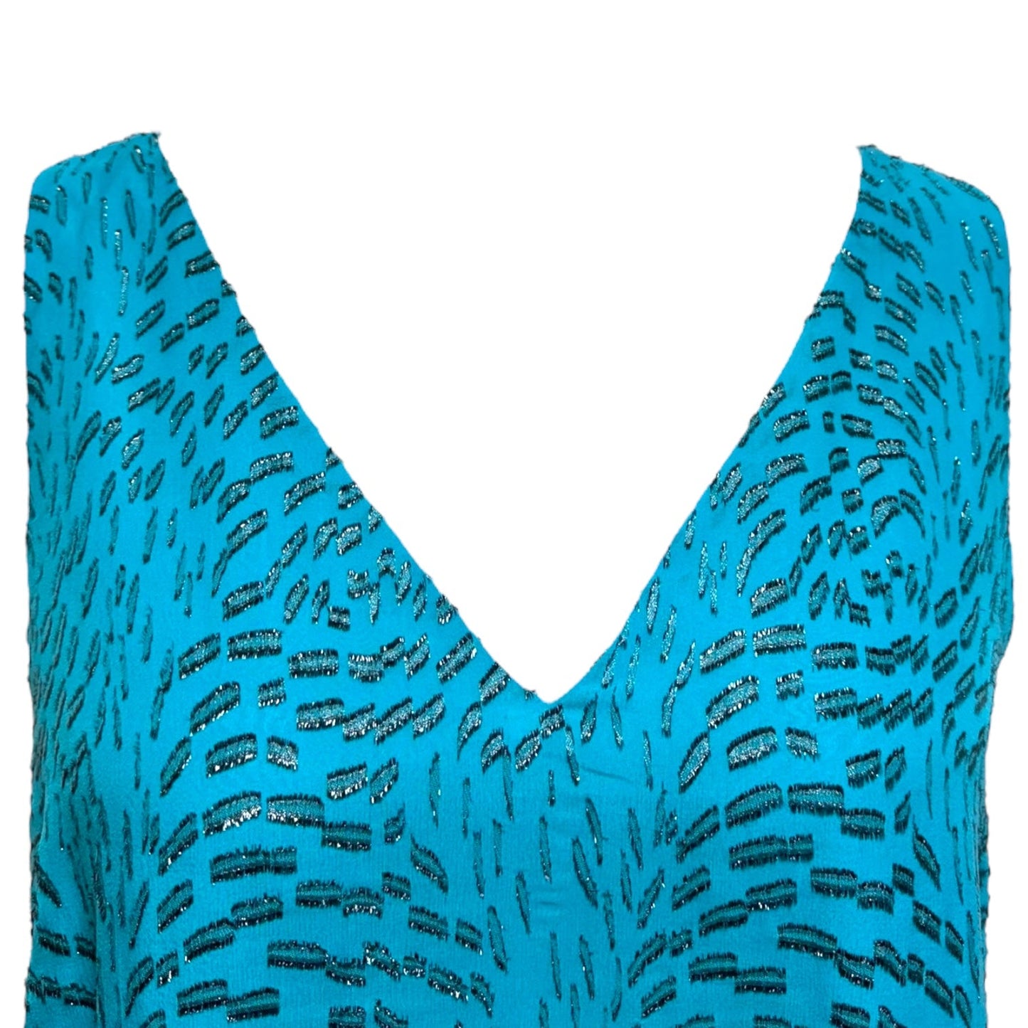 Florin Silk & Metallic Top Sleeveless Designer By Lilly Pulitzer In Blue, Size: Xl