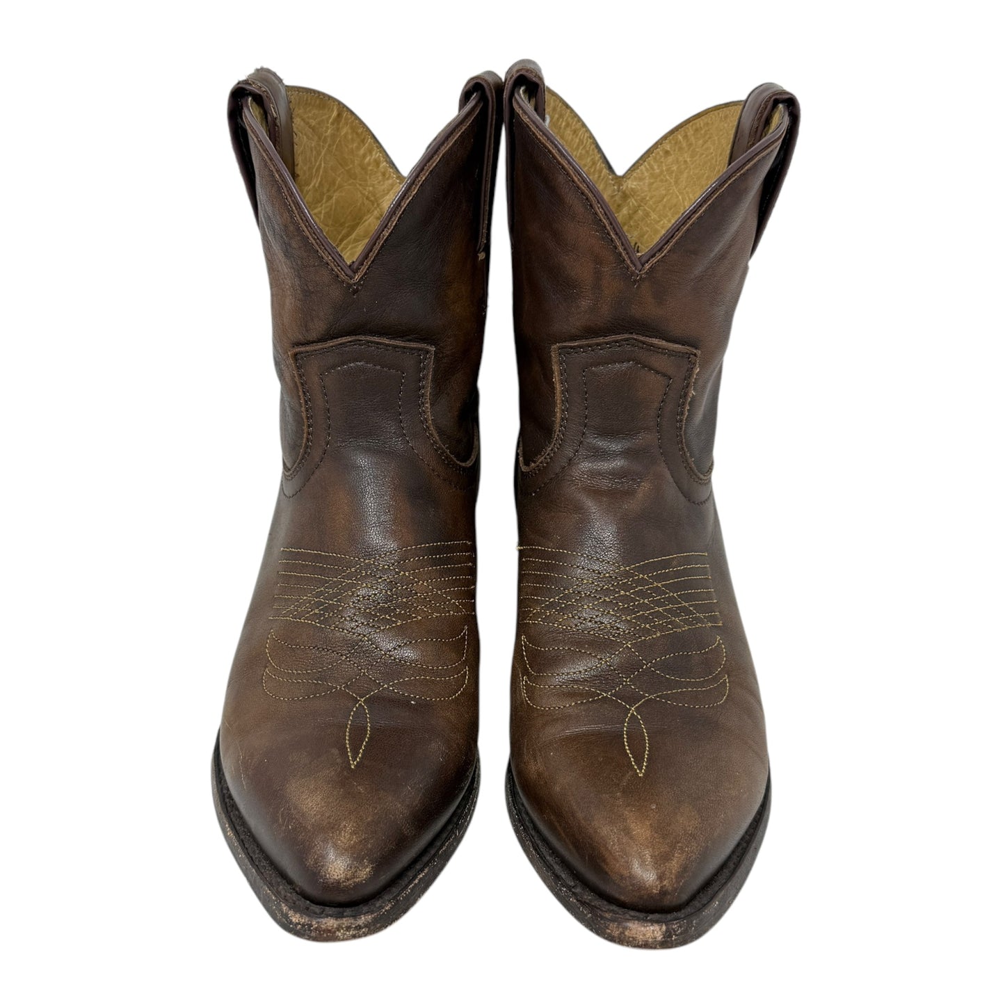 Billy Short Western Boots Designer By Frye In Cognac, Size: 7