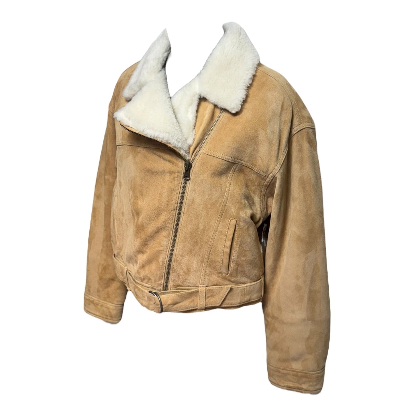 Goat Leather Sherpa Jacket By Levis In Tan, Size: Xs