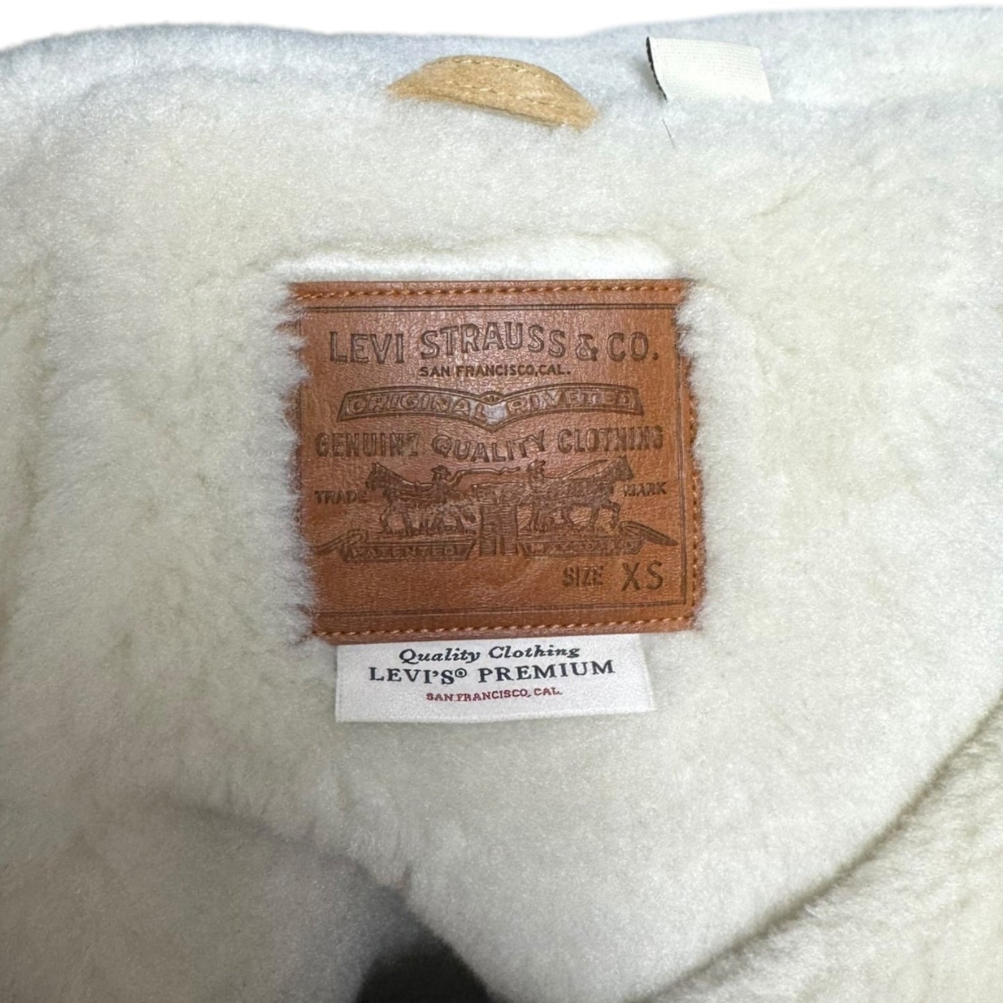 Goat Leather Sherpa Jacket By Levis In Tan, Size: Xs