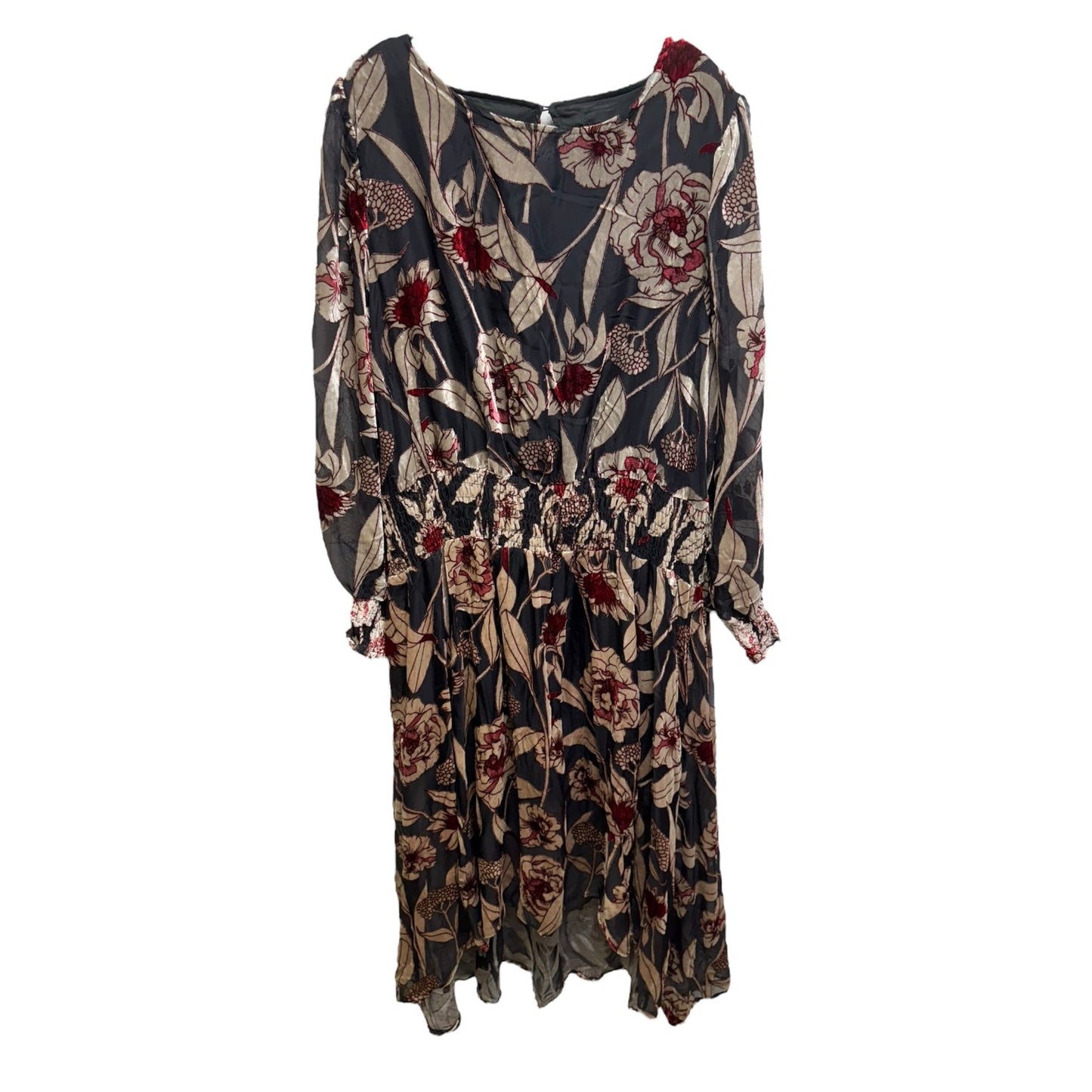 Velvet Burnout Dress Casual Maxi By Cupio In Floral Print, Size: 2x