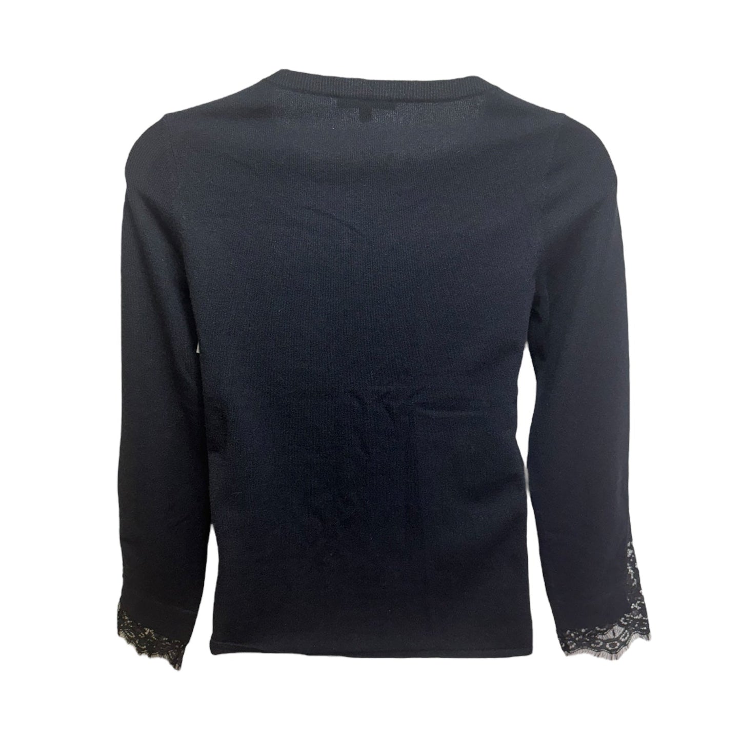 Lace Sleeve Sweater Cashmere Designer By Neiman Marcus In Navy, Size: L