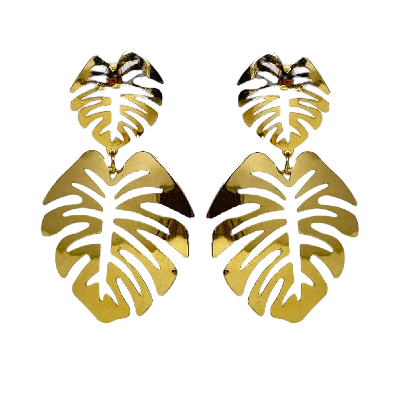 Double Monstera Earrings Dangle/drop By Unbranded