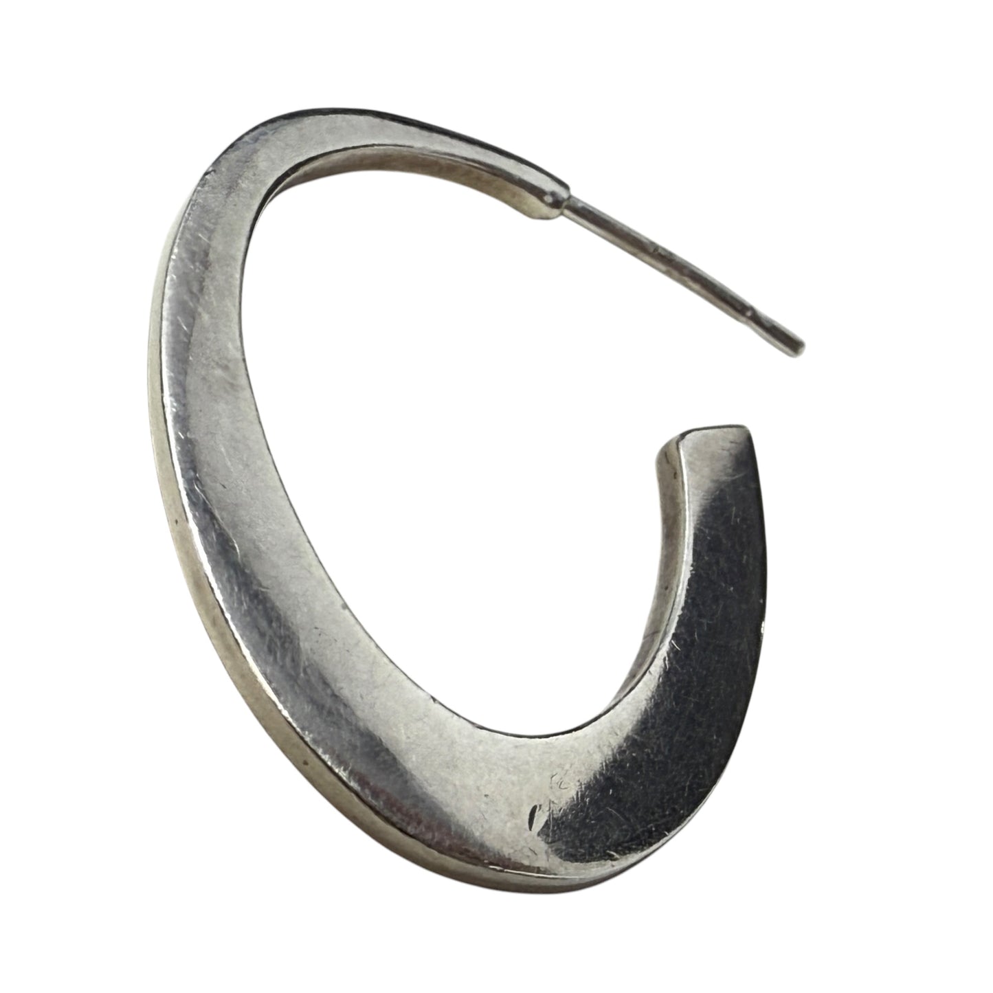 Sterling Silver Flat Hoop Earrings By Unbranded