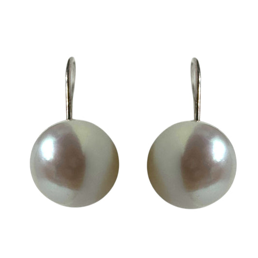 Pearl Button & Sterling Silver Drop Earrings By Unbranded Mentor