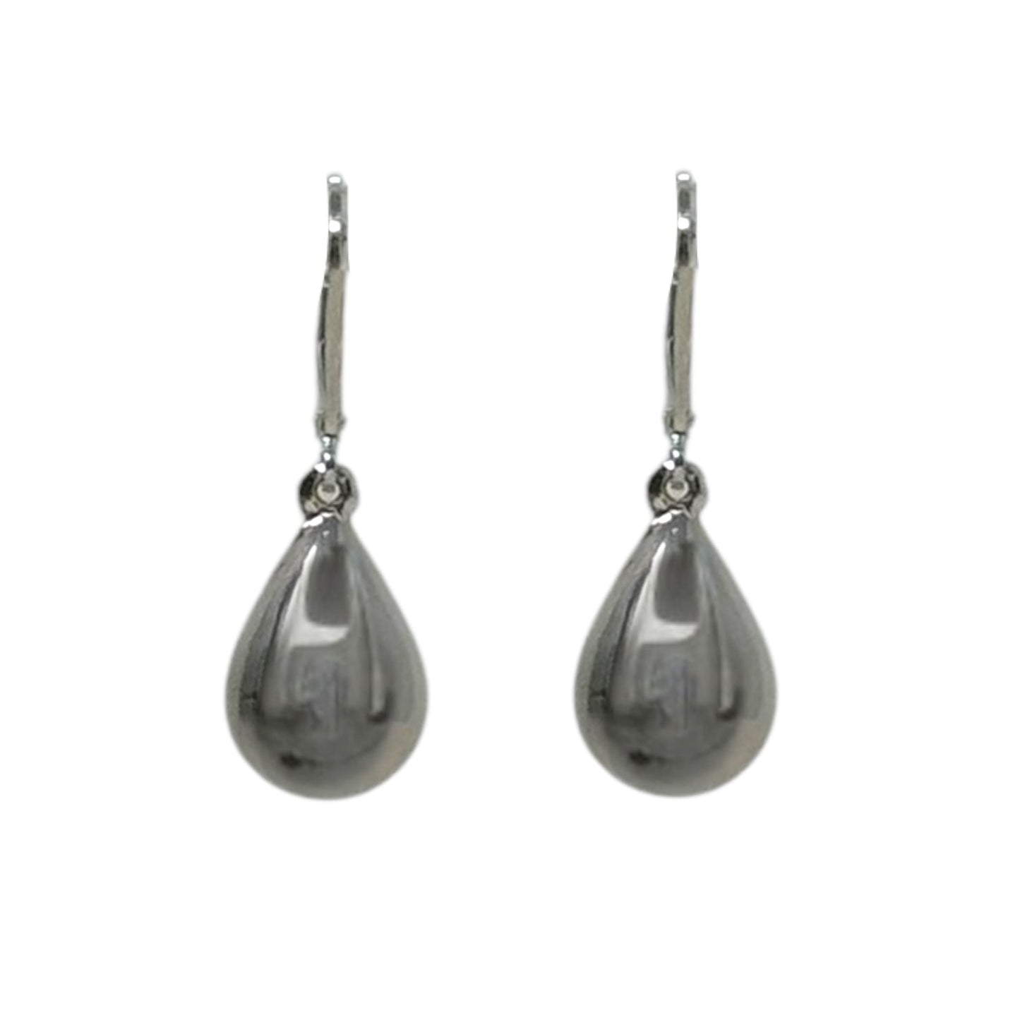 Sterling Silver Puffed Teardrop Earrings By Unbranded