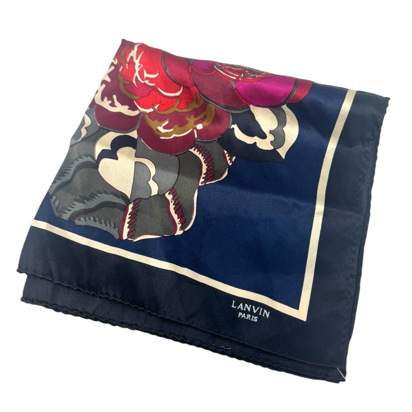 Silk Floral Pocket Square /Scarf Luxury Designer By Lanvin