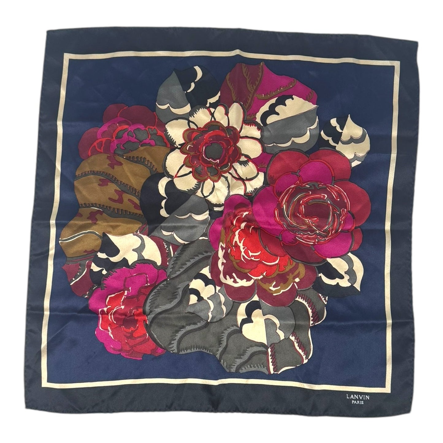 Silk Floral Pocket Square /Scarf Luxury Designer By Lanvin