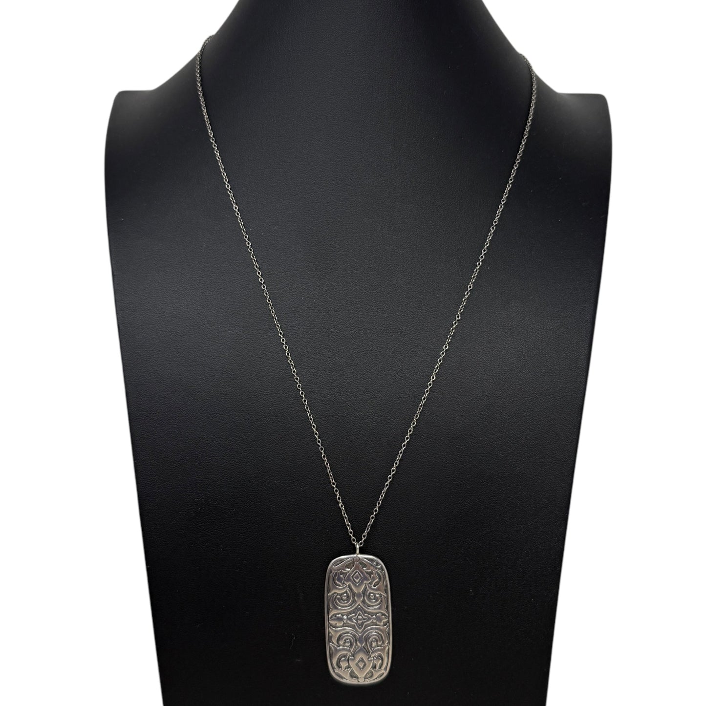 Basilica Etched Scroll Sterling Silver Pendant Chain Necklace By Silpada