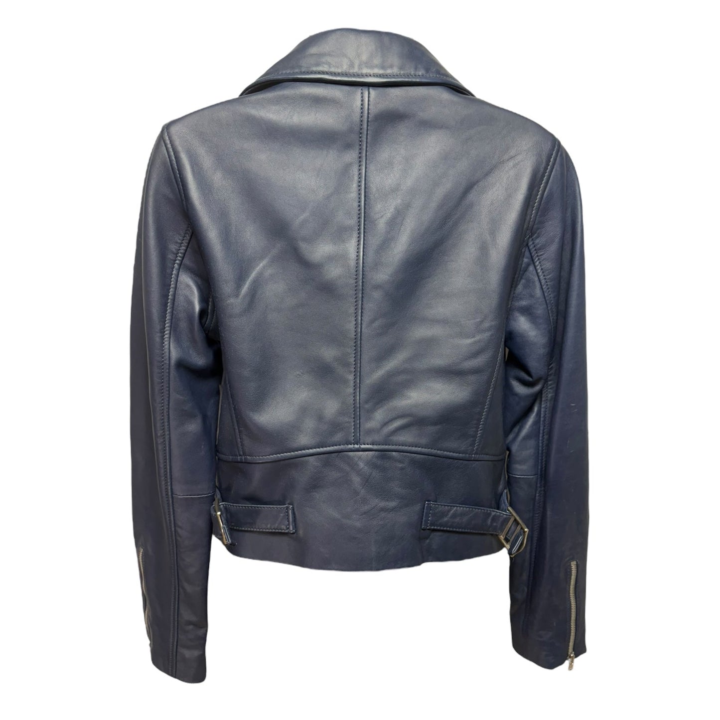 Jacket Moto Leather By J. Crew Collection In Navy, Size: 6