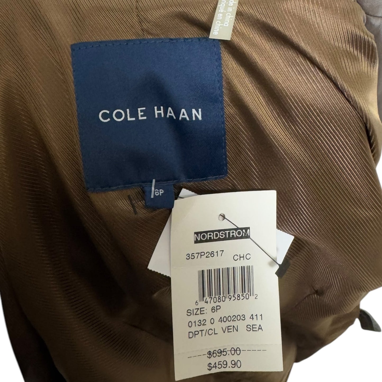 Lambskin Jacket Leather By Cole-haan In Brown, Size: 6p