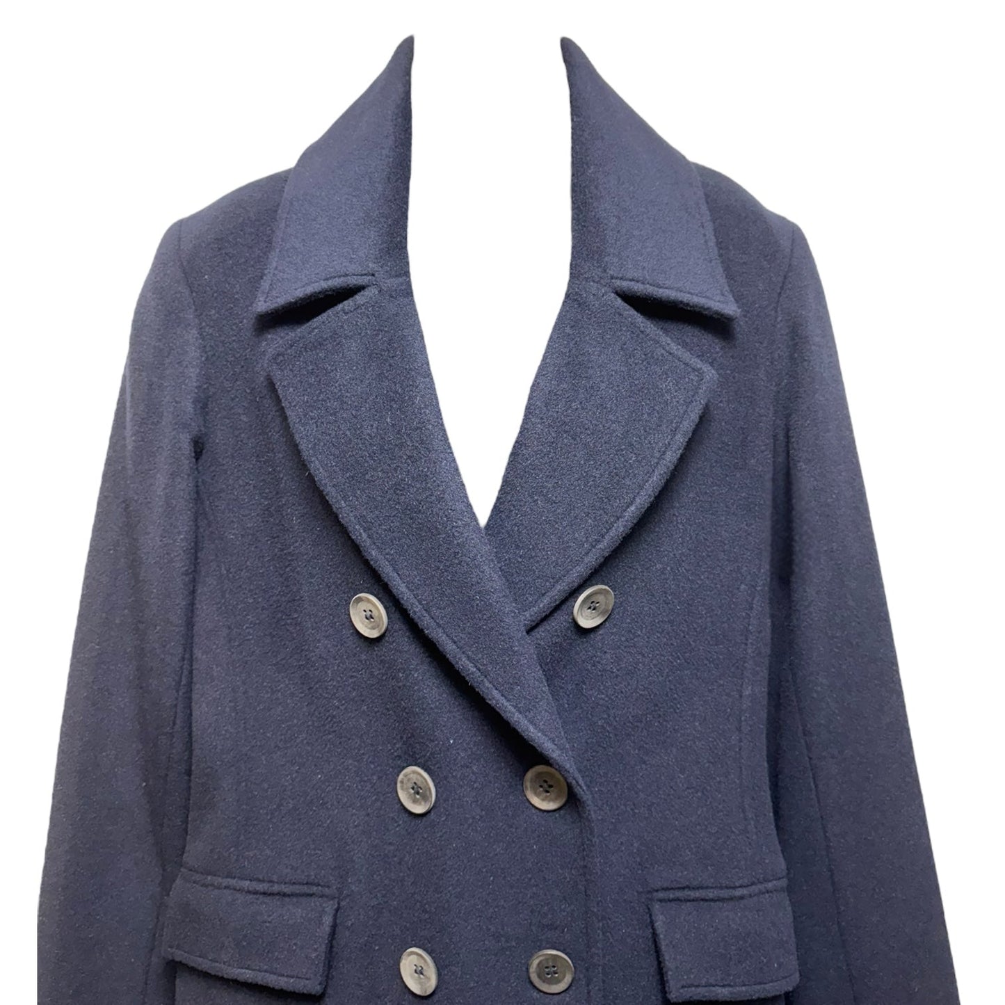 Alpaca/Wool Blend Military Dress Coat Trench Coat By Peruvian Connection In Blue, Size: 6