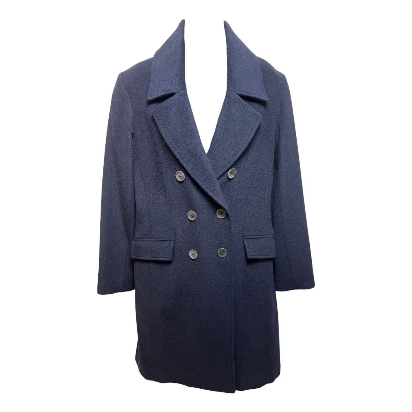 Alpaca/Wool Blend Military Dress Coat Trench Coat By Peruvian Connection In Blue, Size: 6