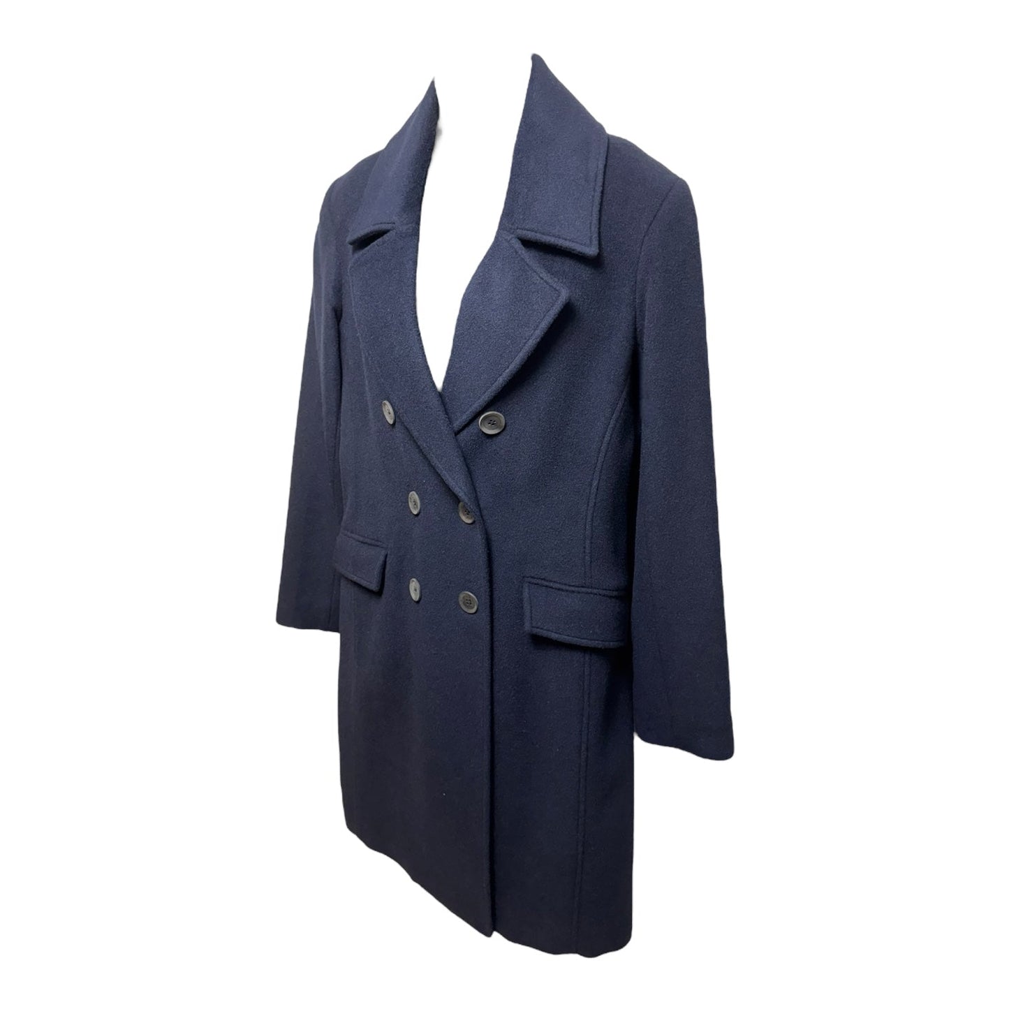 Alpaca/Wool Blend Military Dress Coat Trench Coat By Peruvian Connection In Blue, Size: 6