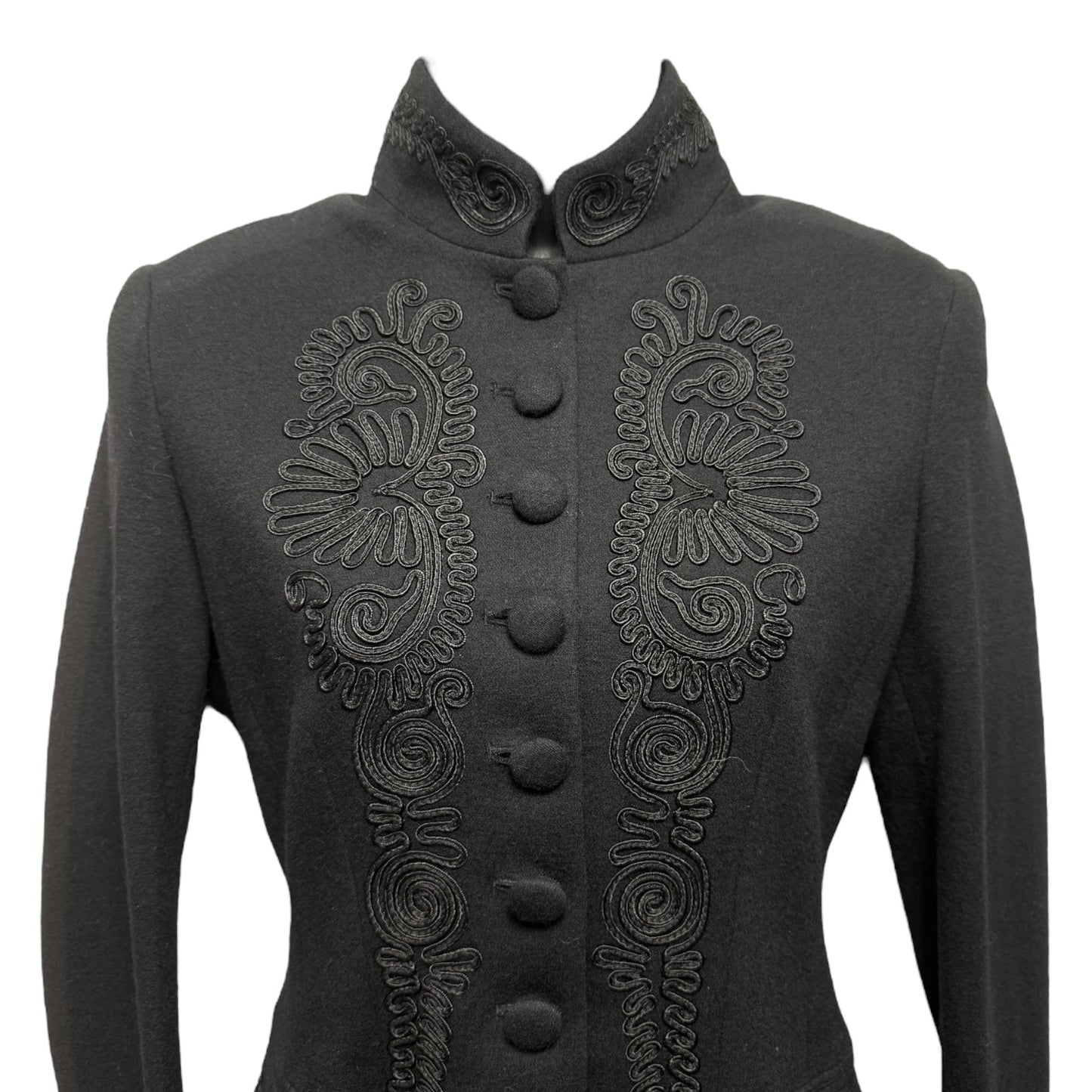 Embroidered Soutache Wool Blazer By Polo Ralph Lauren In Black, Size: 4