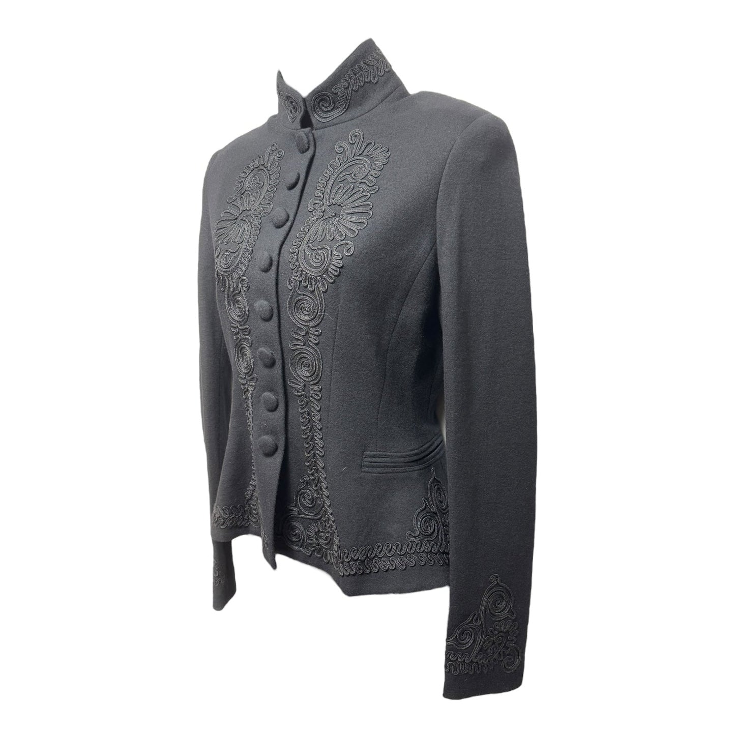 Embroidered Soutache Wool Blazer By Polo Ralph Lauren In Black, Size: 4