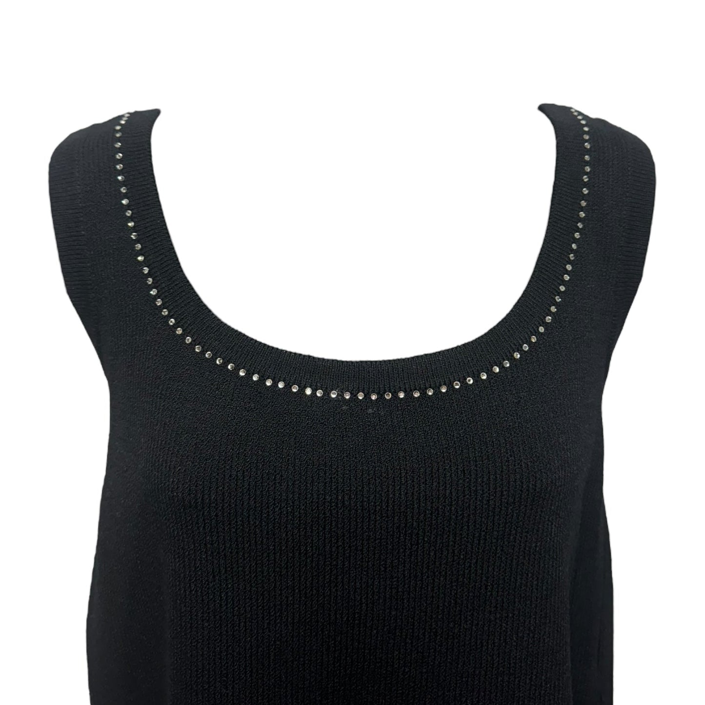 Rhinestone Embellished Knit Tank Top Luxury Designer By St. John Evening In Black, Size: S