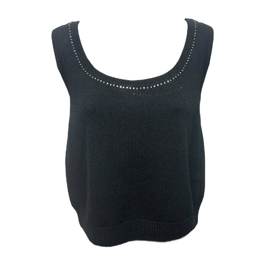 Rhinestone Embellished Knit Tank Top Luxury Designer By St. John Evening In Black, Size: S