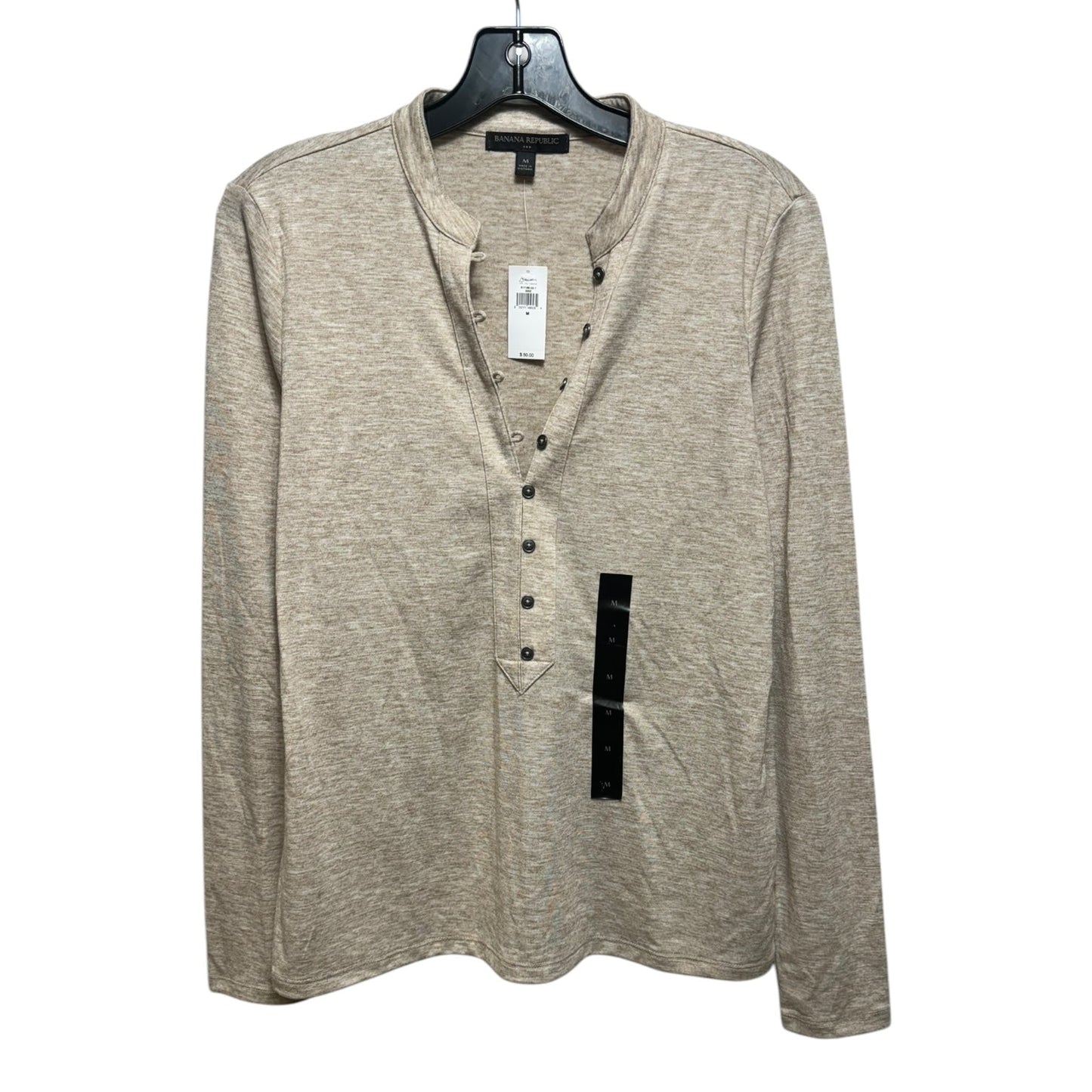 Top Long Sleeve By Banana Republic In Tan, Size: M