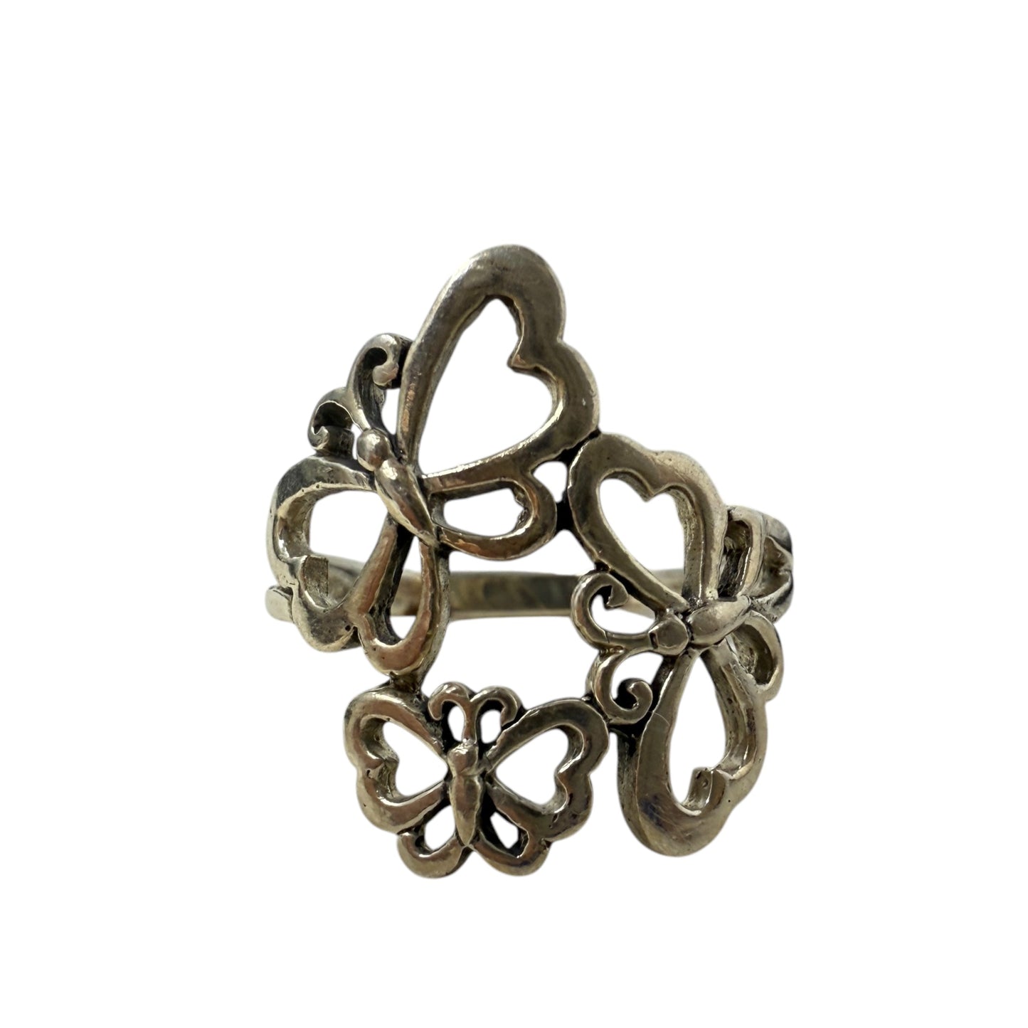 Sterling Silver Triple Butterfly Ring By Unbranded, Size: 6