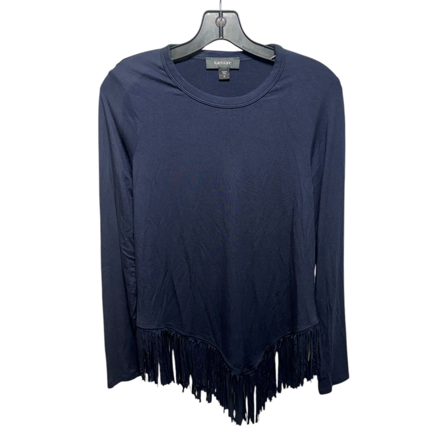 Fringe Top Long Sleeve By Karen Kane In Navy, Size: S