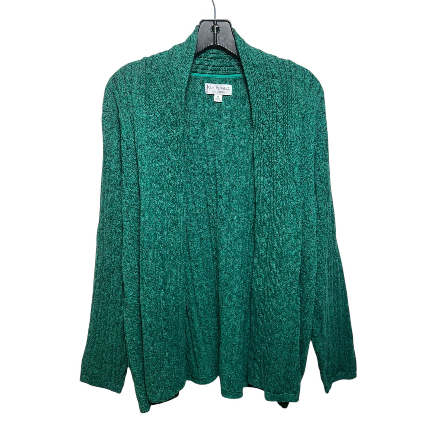 Sweater Cardigan By Kim Rogers In Green, Size: 1x