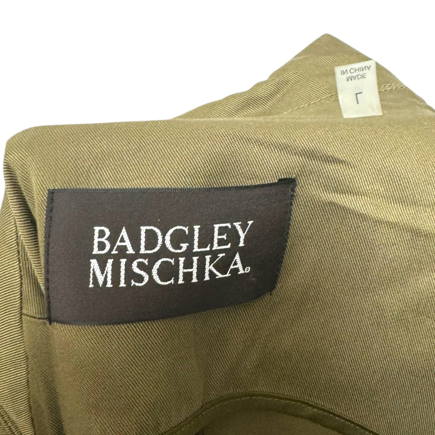 Belted Coat Trench Coat By Badgley Mischka In Green, Size: L