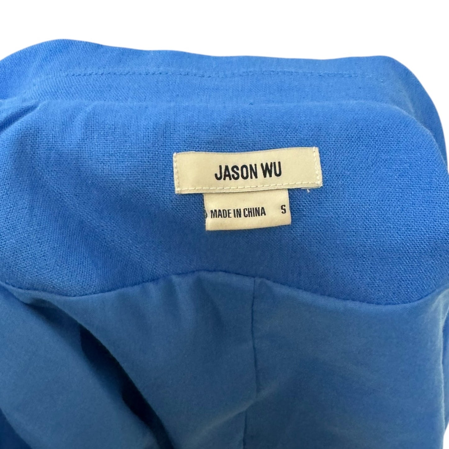 Linen Blend Cropped Blazer Designer By Jason Wu In Blue, Size: S