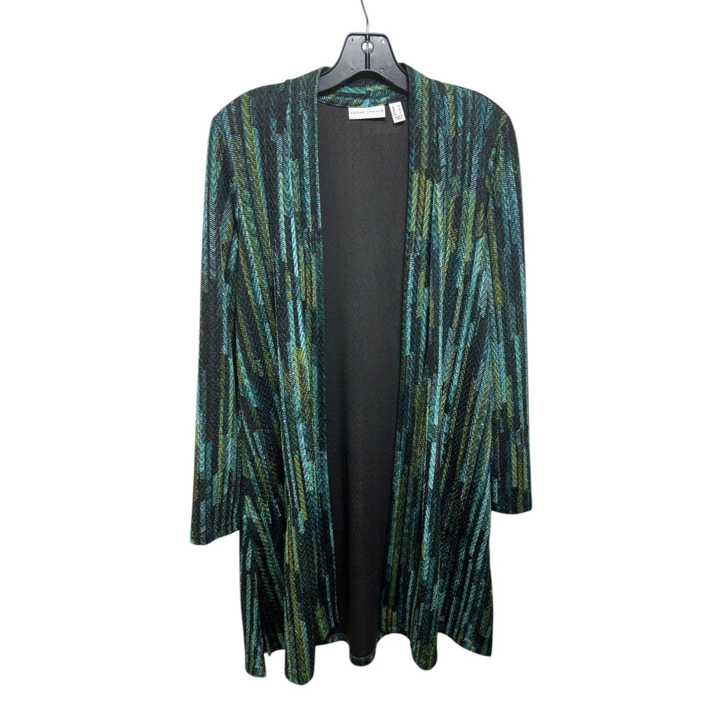 Sweater Cardigan By Susan Graver In Blue & Green, Size: M