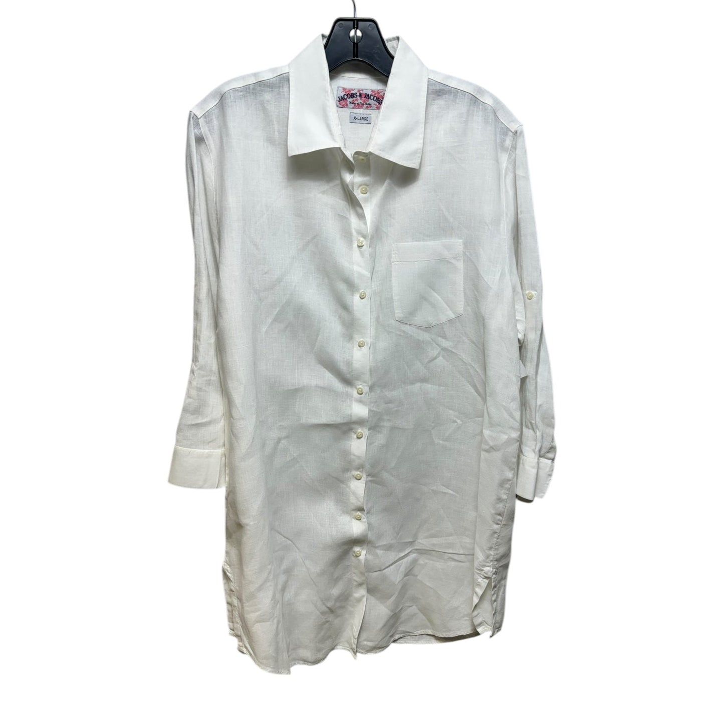 Linen Tunic Long Sleeve By Jacobs & Jacobs In White, Size: Xl