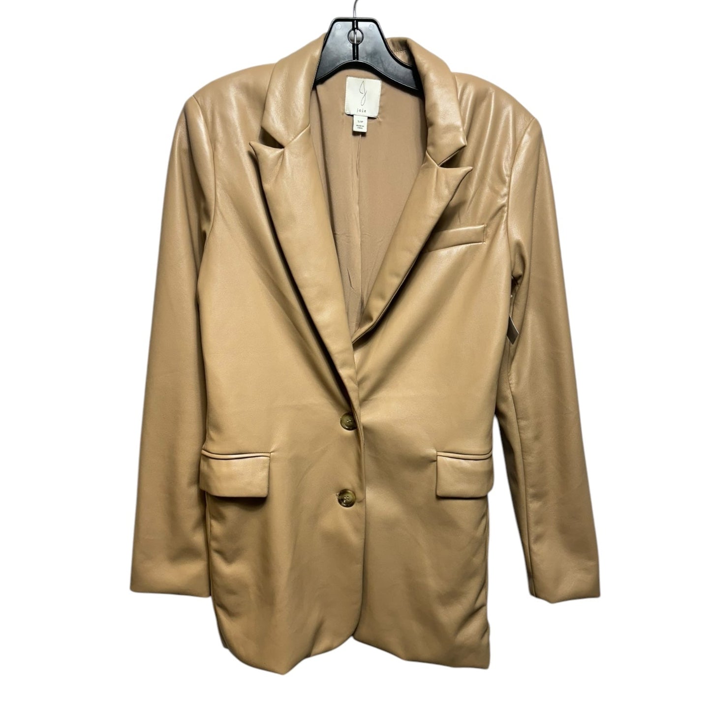 Faux Leather Blazer By Joie In Tan, Size: S