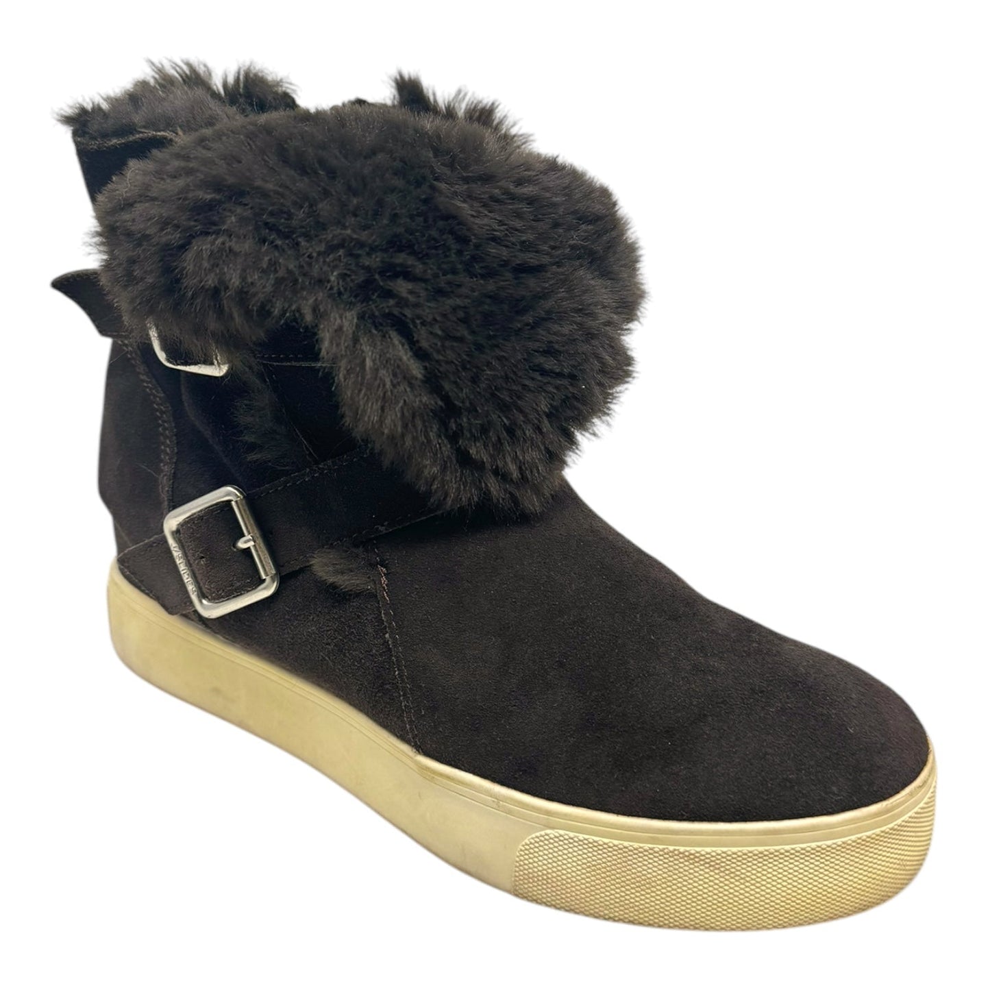 Wells Faux Fur-Trim Suede Boots By J Slides In Brown, Size: 9