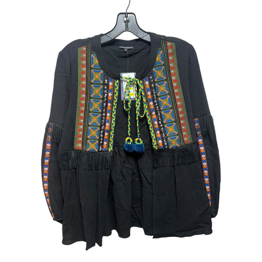 Tie Front Fringed Open Cardigan By DorDor Couture In Multi-colored, Size: S