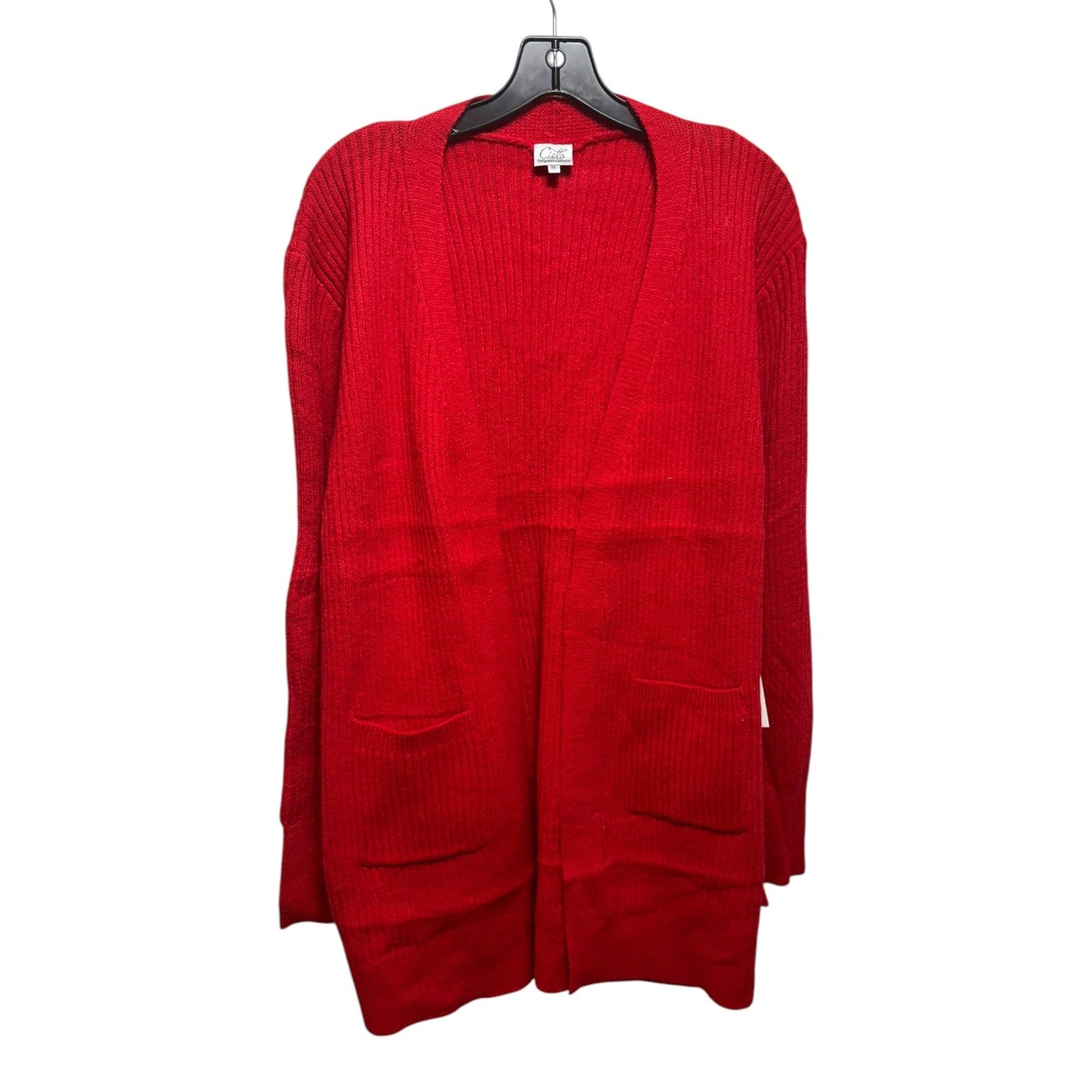 Sweater Cardigan By Cielo In Red, Size: Xl