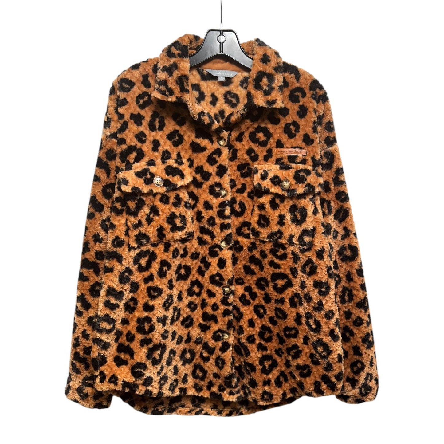 Leopard Jacket Faux Fur & Sherpa By Simply Southern In Animal Print, Size: L